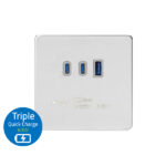 TRIPLE USB QUICK CHARGER-USB-A/ C X 2 (MAX.63W)